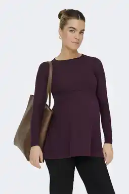 Wehkamp ONLY MATERNITY zwangerschaps top donkerpaars rib gebreid aanbieding