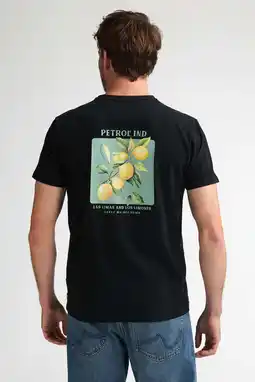 Wehkamp Petrol Industries regular T-shirt met backprint zwart aanbieding