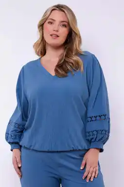 Wehkamp Exxcellent blousetop blauw broderie aanbieding