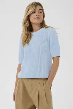Wehkamp Saint Tropez top lichtblauw grof gebreid aanbieding