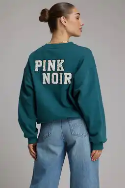 Wehkamp Pink Noir sweater met backprint turquoise aanbieding