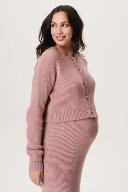 Wehkamp Noppies maternity zwangerschaps vest roze grof gebreid aanbieding