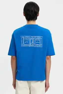 Wehkamp Selected relaxed T-shirt met backprint blauw aanbieding