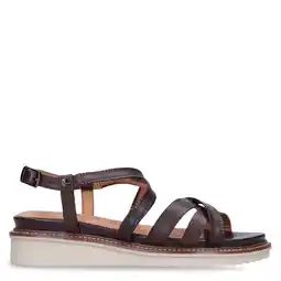 Wehkamp No Stress leren sandalen donkerbruin aanbieding