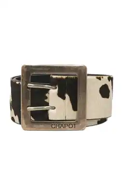 Wehkamp Fabienne Chapot leren riem Bold Cow met koeienprint ecru/donkerbruin aanbieding