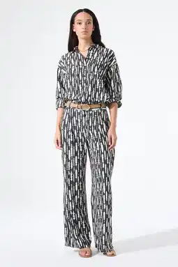 Wehkamp Garcia wide leg regularwaist broek zwart aanbieding