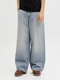 Wehkamp JACK & JONES JUNIOR highwaist wide leg jeans light blue denim aanbieding