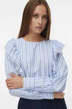Wehkamp VERO MODA top met streep lichtblauw aanbieding