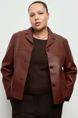 Wehkamp Mango imitatieleren jack donkerrood aanbieding