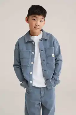 Wehkamp WE Fashion Blue Ridge Overshirt gestreept medium blue denim aanbieding