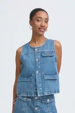 Wehkamp ICHI gilet medium blue denim aanbieding