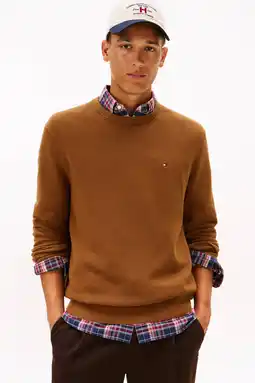 Wehkamp Tommy Hilfiger pullover met textuur bruin aanbieding
