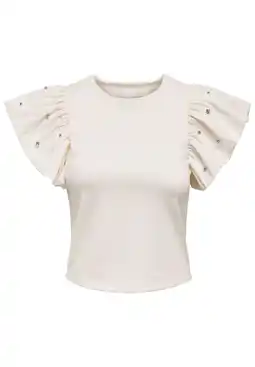 Wehkamp ONLY top met parels ecru aanbieding