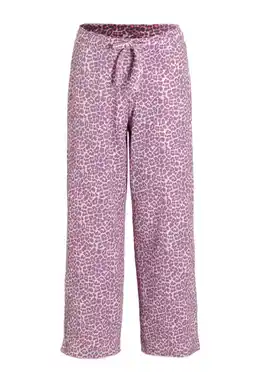Wehkamp Anytime wide leg crinkle broek panterprint roze aanbieding