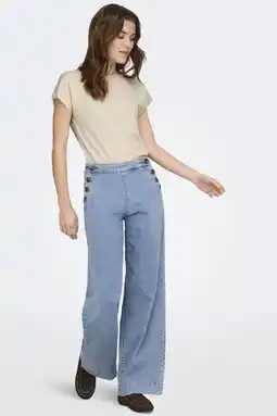 Wehkamp ONLY highwaist wide leg jeans light blue denim aanbieding