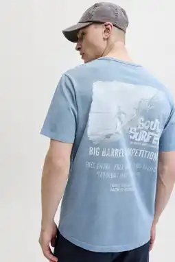 Wehkamp JACK & JONES PREMIUM regular T-shirt met backprint blauw aanbieding