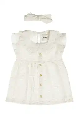 Wehkamp Dirkje jurk + haarband beige/wit aanbieding