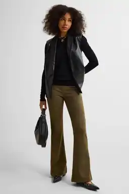 Wehkamp Ruby suedine flare broek khaki aanbieding