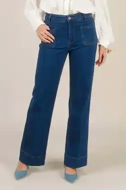 Wehkamp Yest wide leg jeans dark blue denim aanbieding