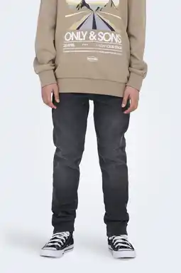 Wehkamp ONLY & SONS JUNIOR tapered jeans black denim aanbieding