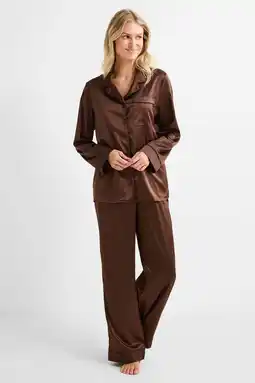 Wehkamp Dreamcovers satijnlook pyjama donkerbruin aanbieding