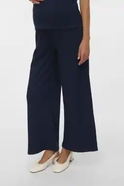 Wehkamp MAMALICIOUS wide leg highwaist zwangerschaps casual broek donkerblauw aanbieding