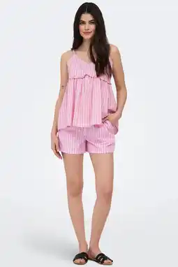 Wehkamp ONLY regularwaist gestreepte casual short roze aanbieding