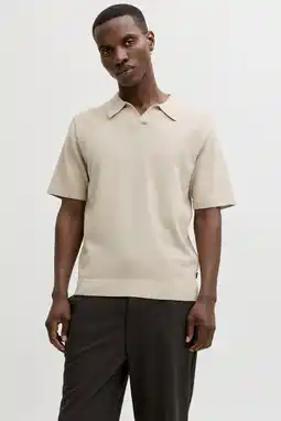 Wehkamp JACK & JONES PREMIUM regular polo beige gebreid aanbieding