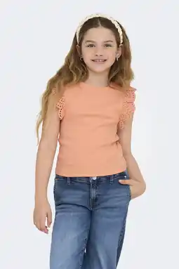 Wehkamp KIDS ONLY GIRL mouwloze top broderie zalm aanbieding