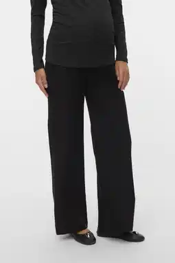 Wehkamp MAMALICIOUS wide leg regularwaist zwangerschaps casual broek zwart aanbieding