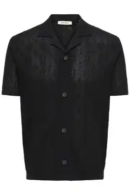 Wehkamp ONLY & SONS regular casual overhemd met ingebreid patroon zwart aanbieding