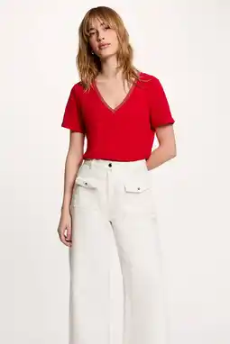 Wehkamp Morgan top met linnen rood aanbieding