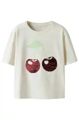 Wehkamp NAME IT KIDS T-shirt met pailletten ecru aanbieding