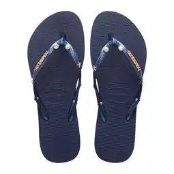 Wehkamp Havaianas Slim Luxury Aqua teenslippers met sierstenen donkerblauw aanbieding