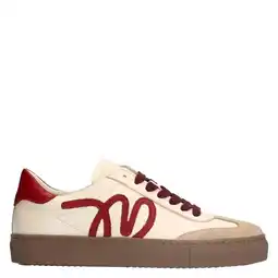 Wehkamp Manfield leren sneakers beige/rood aanbieding