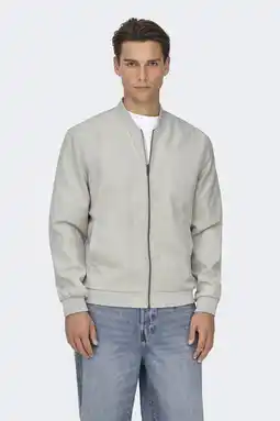 Wehkamp ONLY & SONS imitatiesuede bomberjack lichtgrijs aanbieding