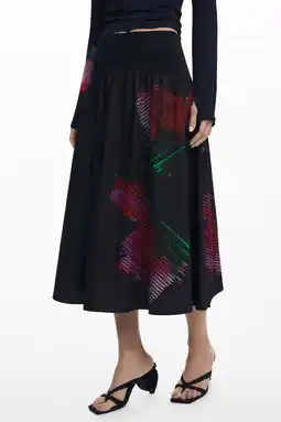 Wehkamp Desigual gebloemde A-lijn rok zwart aanbieding