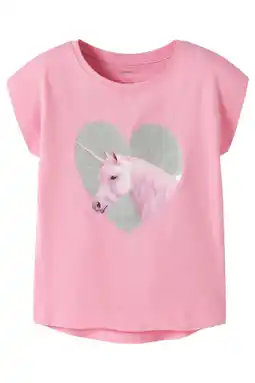 Wehkamp NAME IT MINI T-shirt met glitter roze aanbieding