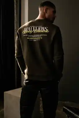 Wehkamp Malelions sweater met backprint donkergroen aanbieding