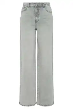 Wehkamp PIECES highwaist wide leg jeans grey denim aanbieding