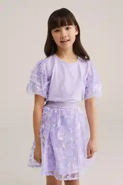 Wehkamp WE Fashion T-shirt lila met pailletten aanbieding