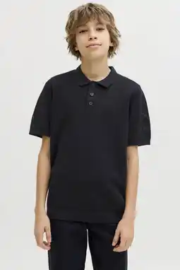 Wehkamp JACK & JONES JUNIOR polo zwart fijn gebreid aanbieding