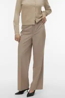 Wehkamp VERO MODA straight regularwaist casual broek beige aanbieding