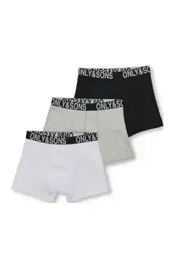 Wehkamp ONLY & SONS JUNIOR boxershort - zwart/grijs/wit (set van 3) aanbieding