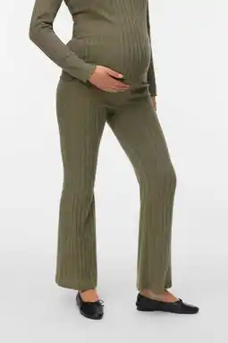 Wehkamp MAMALICIOUS flared highwaist zwangerschaps casual broek groen aanbieding