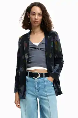 Wehkamp Desigual gebloemde regular blazer zwart aanbieding