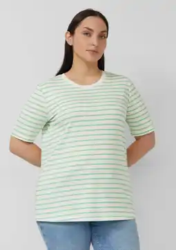 Wehkamp s.Oliver Curve gestreepte T-shirt lichtgroen aanbieding