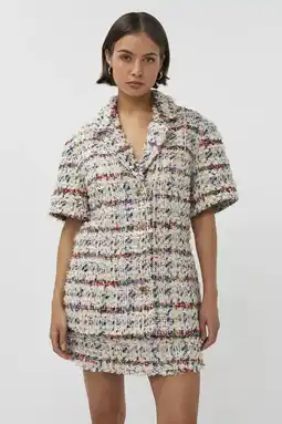 Wehkamp Studio AMAYA tweed geruit regular blazer ecru aanbieding