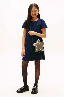 Wehkamp Tommy Hilfiger mini jurk met stippen donkerblauw aanbieding