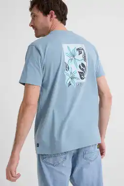 Wehkamp Petrol Industries regular T-shirt met backprint grijsblauw aanbieding